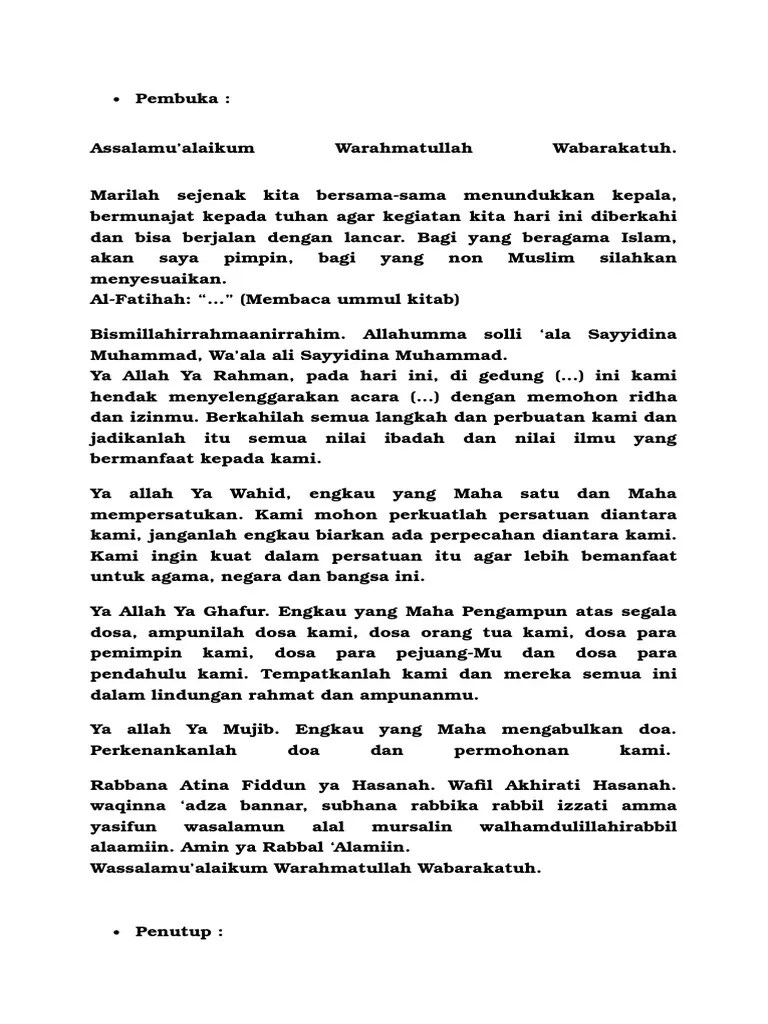 Doa Pembukaan Acara Rapat Kerja Oleh karena itu kita sebagai umat muslim kita harus membaca doa pembuka dan penutup acara.