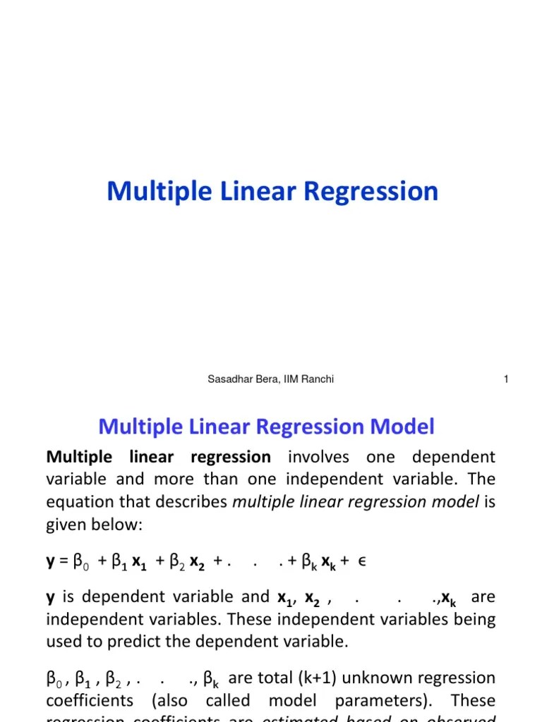 2b Multiple Linear Regression | PDF | Errors And Residuals | Regression ...