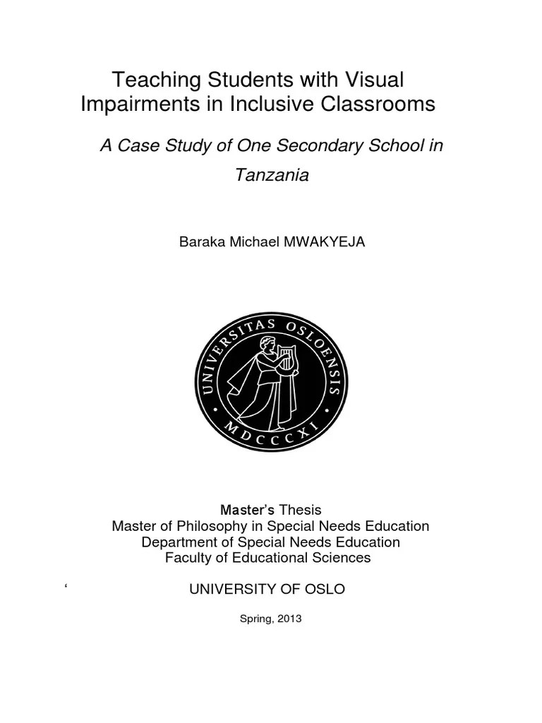 Thesis On Visual Impairment | PDF | Inclusion (Education) | Special ...