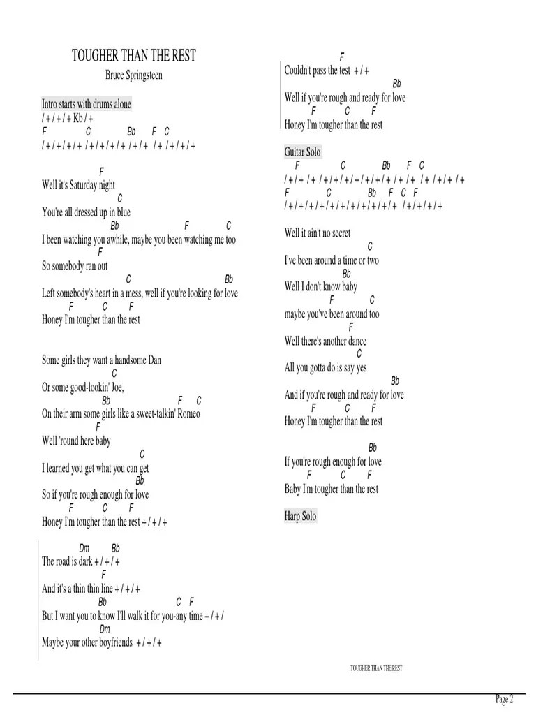 Tougher Than The Rest - Bruce Springsteen - CL | PDF