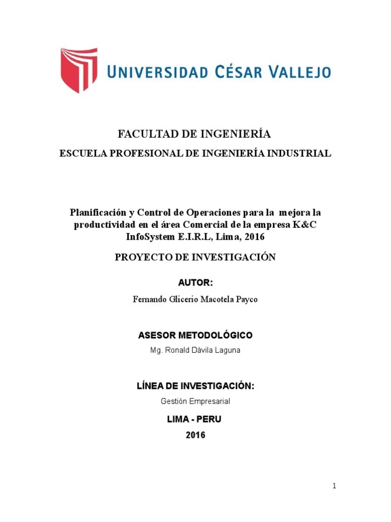 Proyecto De Tesis Ing Industrial | PDF | Planificación | Estadísticas
