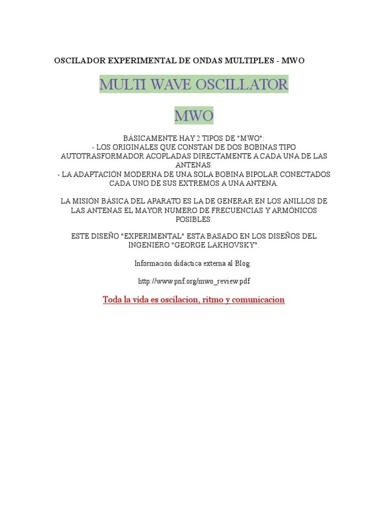 Análisis Técnico De Un Oscilador Experimental De Ondas Múltiples (MWO ...