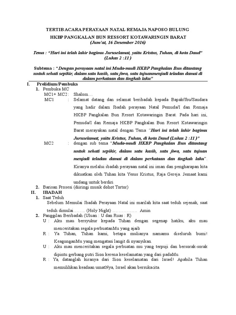 Check spelling or type a new query. Tertib Acara Natal Ina Hkbp Dalam Bahasa Batak Lengkap Dengan Liturgi Dan Prolok / Punguan ...