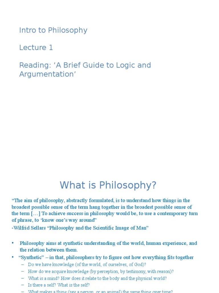 Intro To Philosophy Reading: A Brief Guide To Logic And Argumentation' | PDF | Validity | Argument