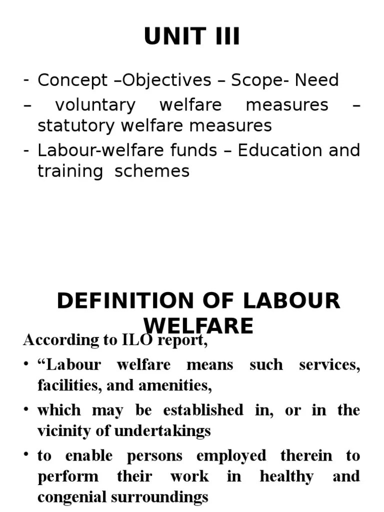 Unit III Labour Welfare | PDF | Vocational Education | Employment