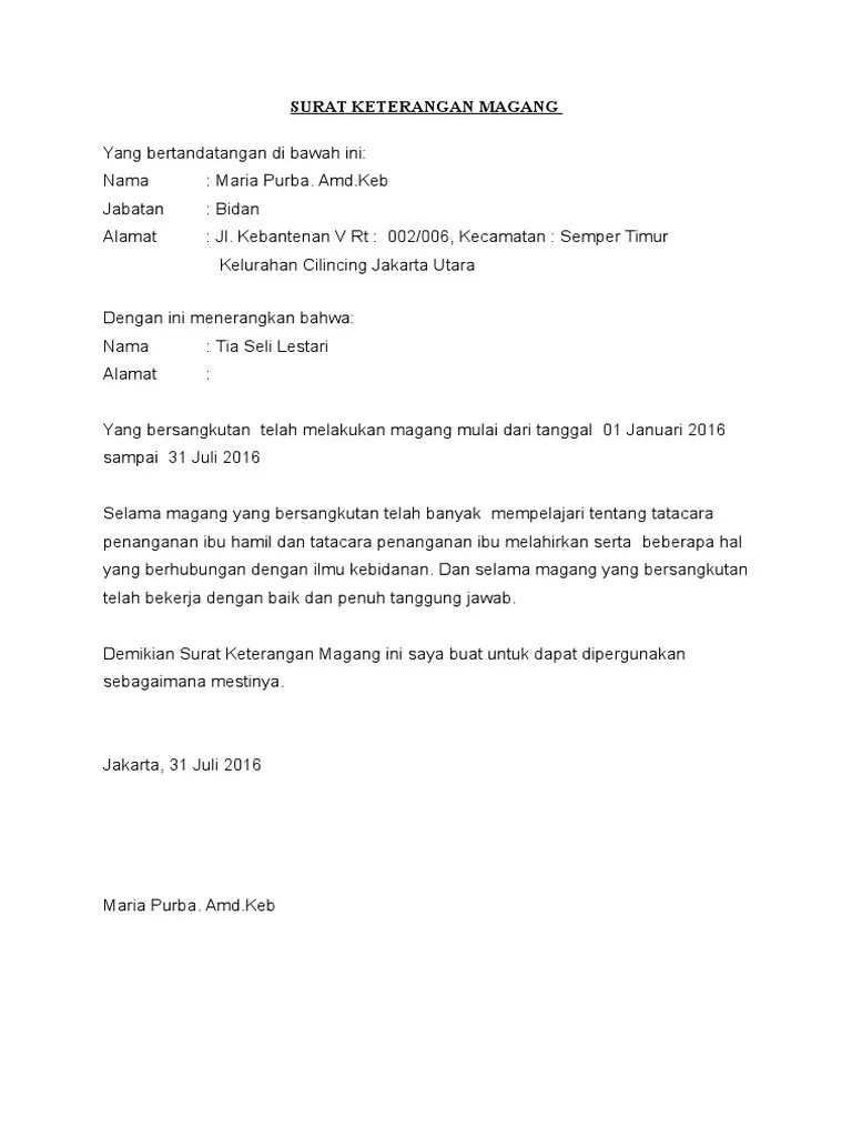 Surat Keterangan Selesai Praktek Kerja L 