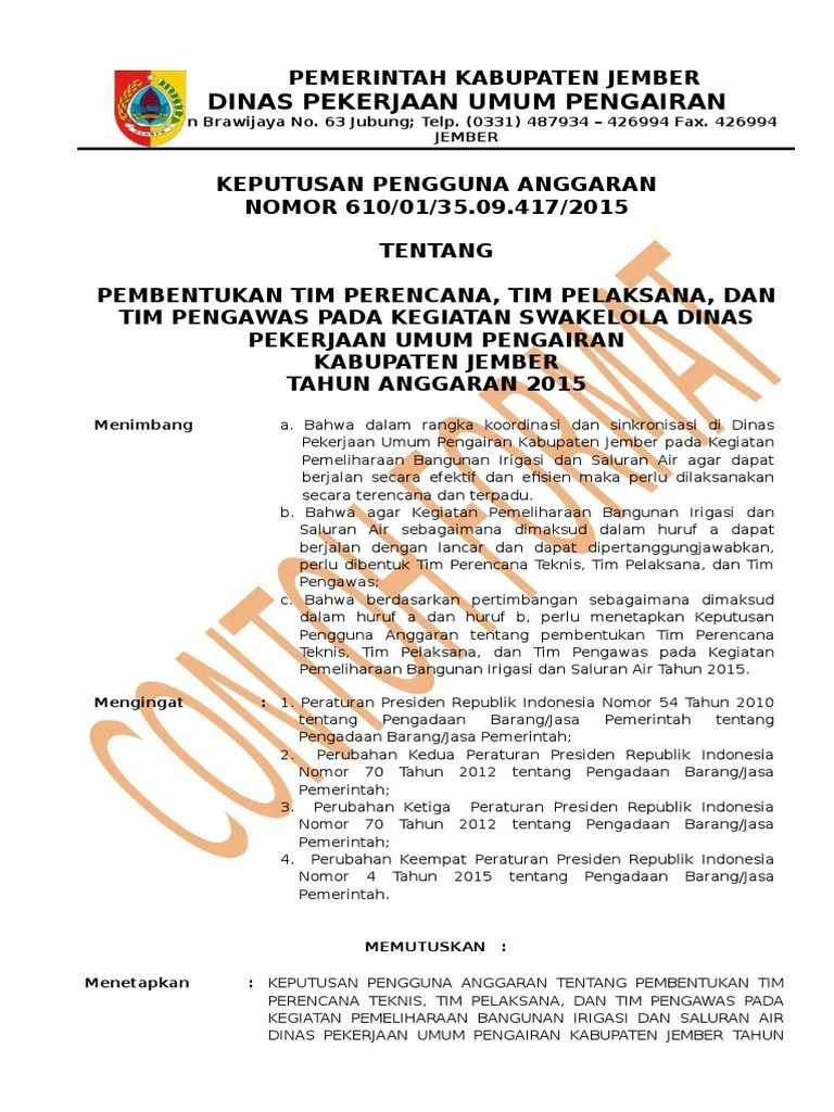 Menetapkan pihak kedua sebagai pelaksana swakelola tipe ii. Master Sk Tim Swakelola New Pdf