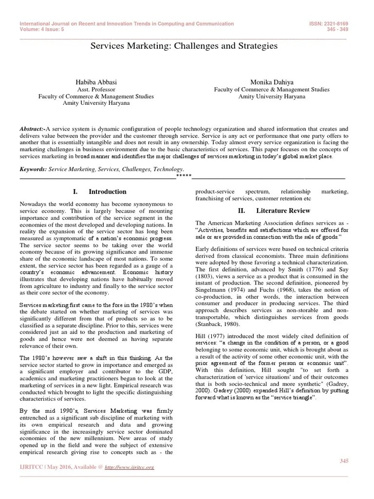 Services Marketing: Challenges And Strategies | PDF | Marketing | Sales