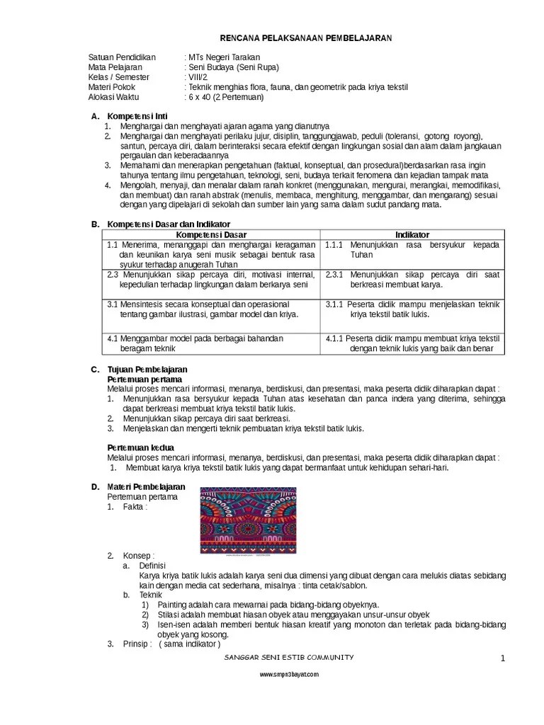 Maybe you would like to learn more about one of these? Rpp Seni Budaya Smp Kelas 8 Semester 2 K13 Pdf