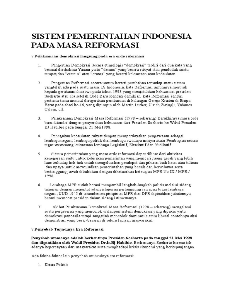 Demokrasi, konstitusi dan sistem pemerintahan. Sistem Pemerintahan Indonesia Pada Masa Reformasi Pdf