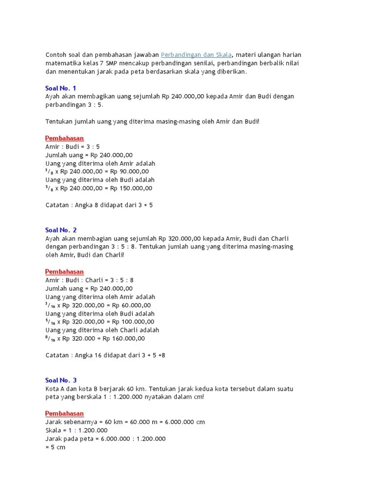 Contoh Soal Dan Pembahasan Jawaban Perbandingan | PDF