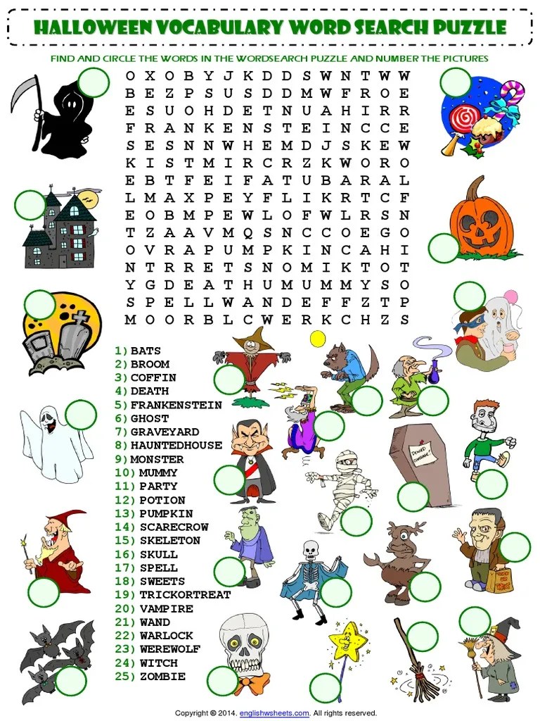 halloweeneslvocabularywordsearchpuzzleworksheetforkidspdf