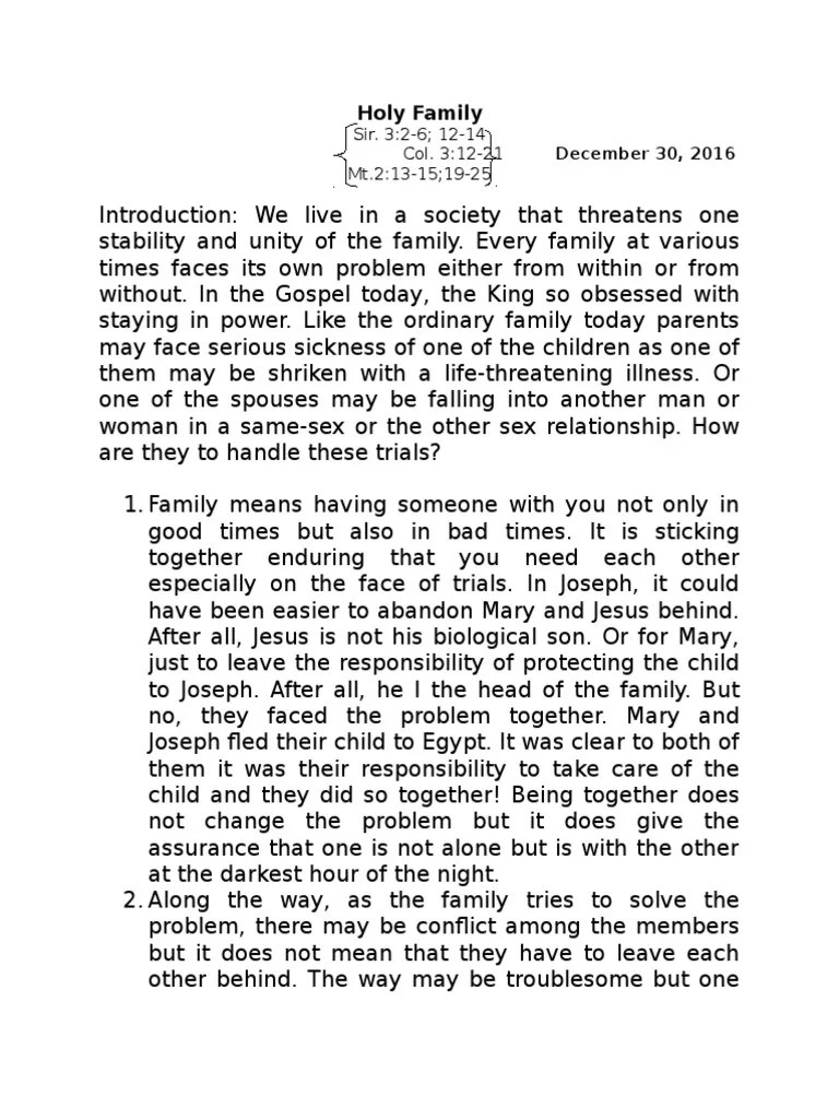 Holy Family - ABC - December 30, 2016 | PDF | Saint Joseph | Mary, Mother Of Jesus