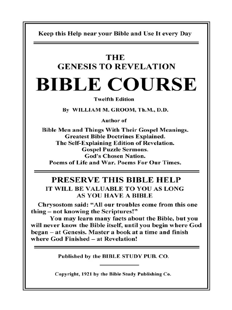 THE GENESIS TO REVELATION BIBLE COURSE (Revised Edition) PDF | PDF