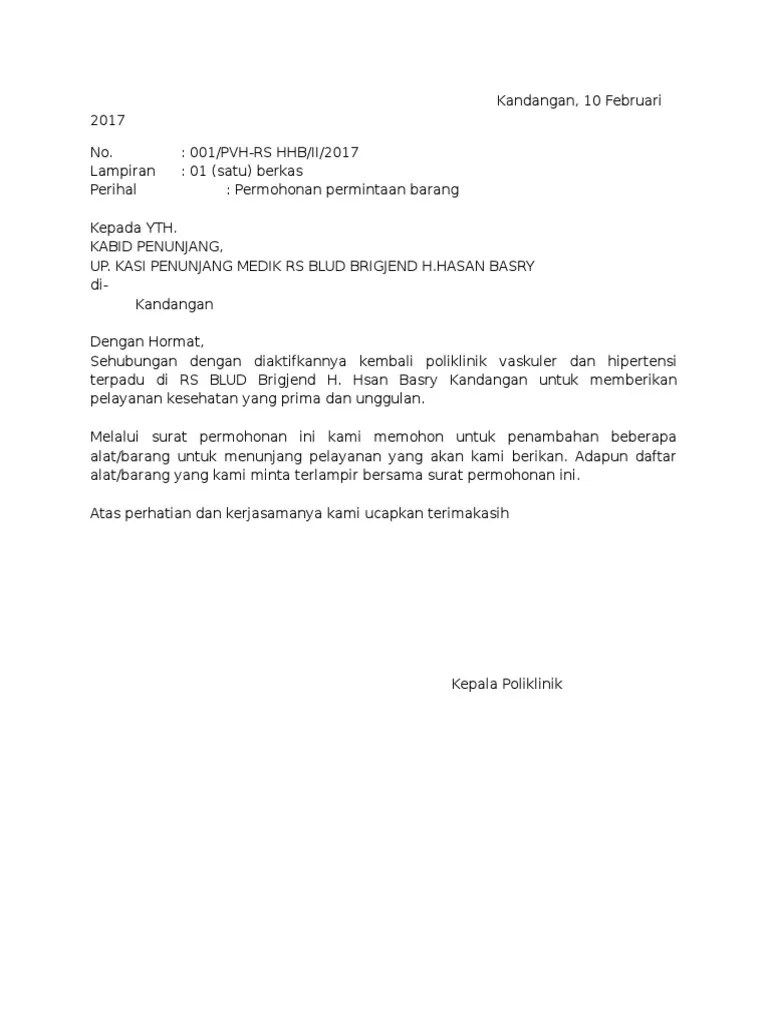 Dekan dengan tembusan ke kepala labor ( kalab ). Contoh Surat Permintaan Barang Pdf