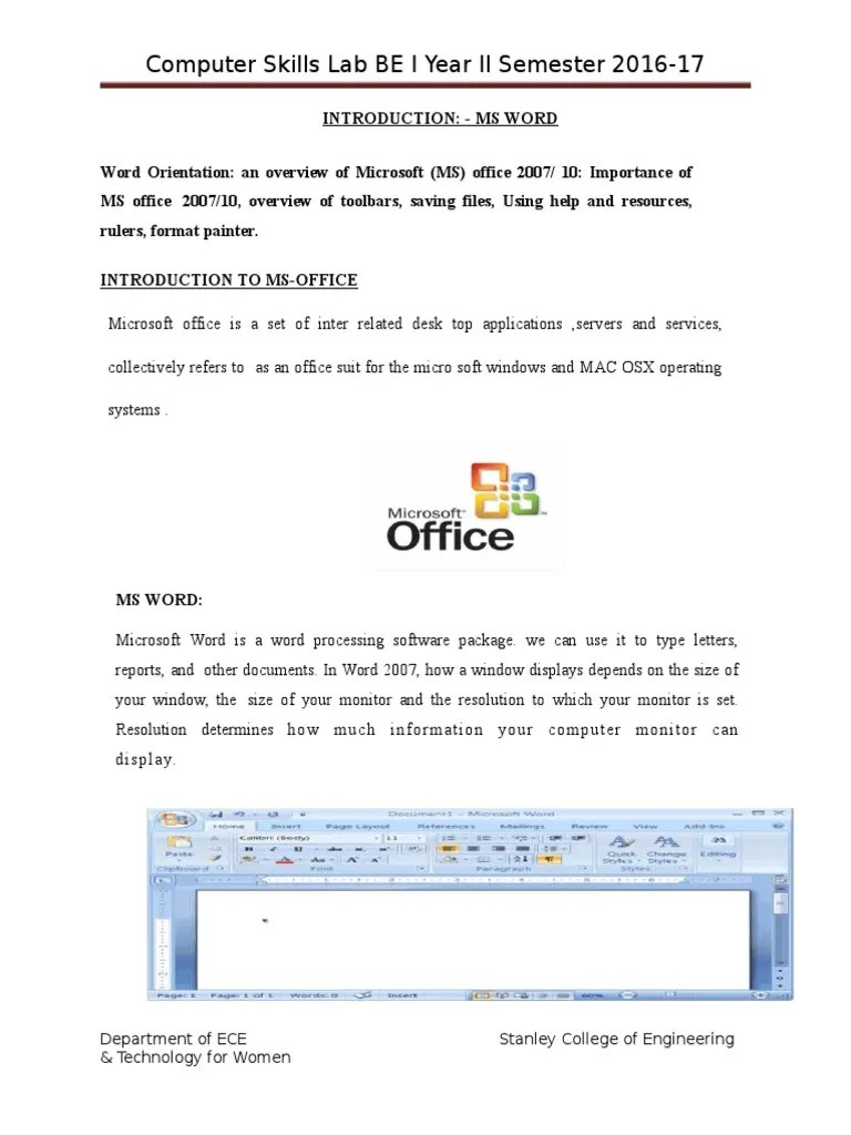 Introduction To MS Word | Microsoft Word | Microsoft Office