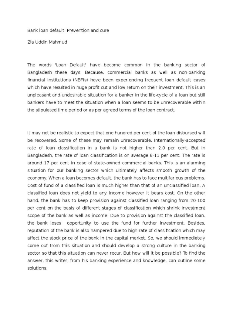 Bank Loan Default | PDF | Loans | Credit (Finance)