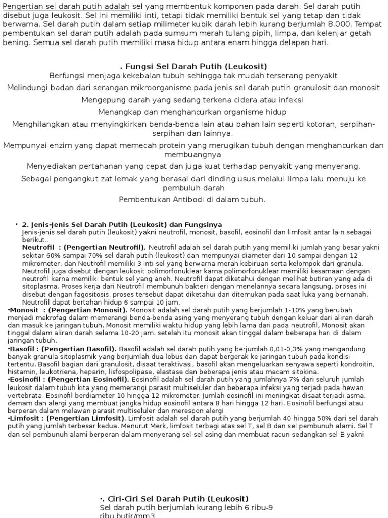Sel Darah Putih | PDF