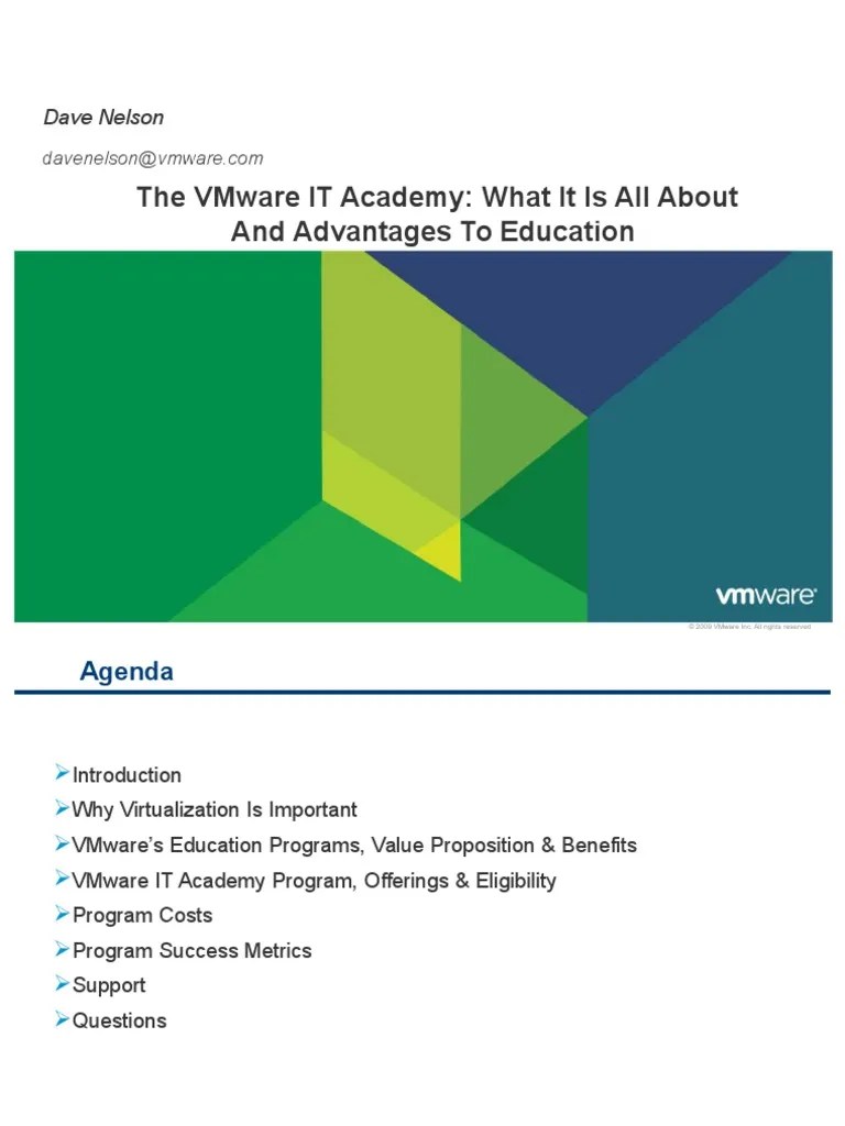 The Vmware It Academy: What It Is All About And Advantages To Education | PDF