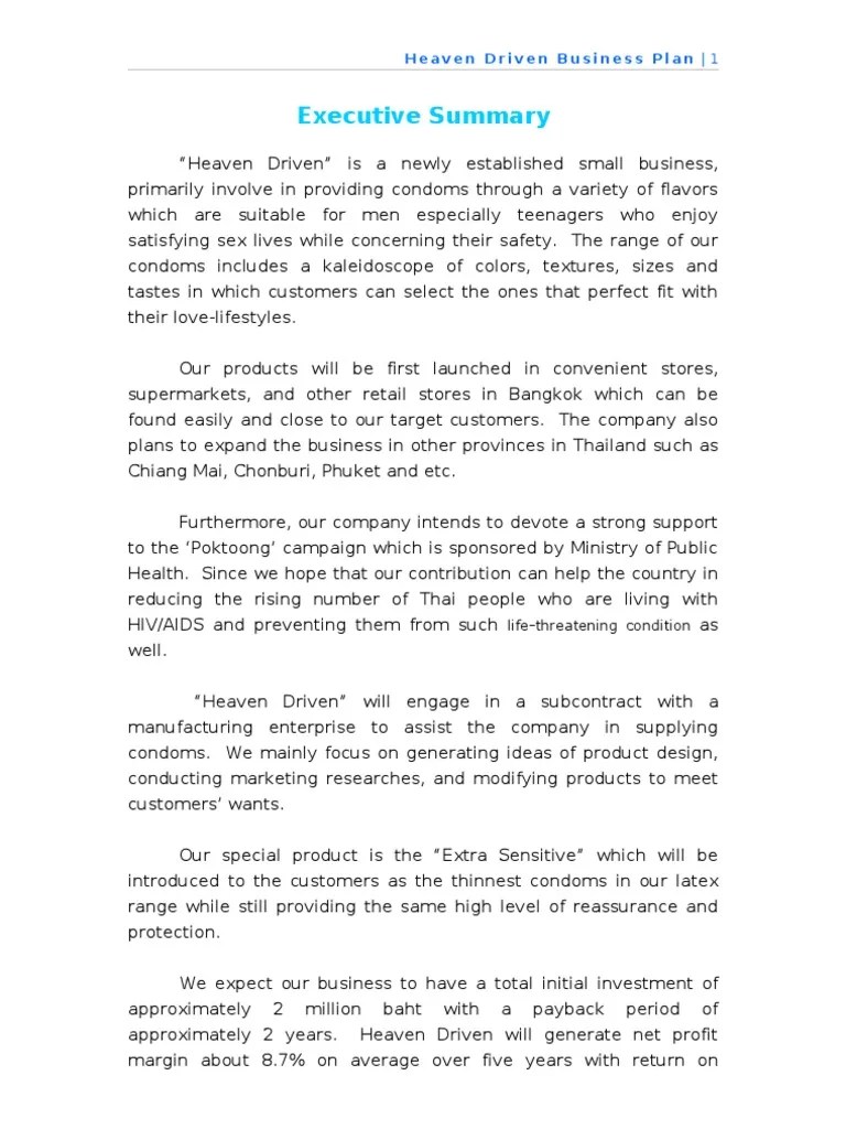 Business Plan Example Expense Equity Finance