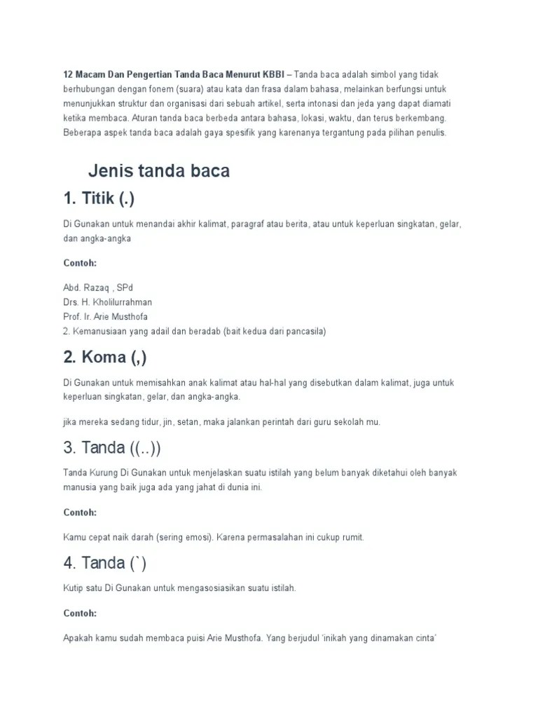 12 Macam Tanda Baca | PDF