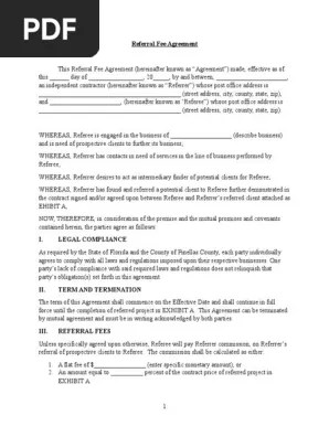 Referral Agreement Fee Lawsuit