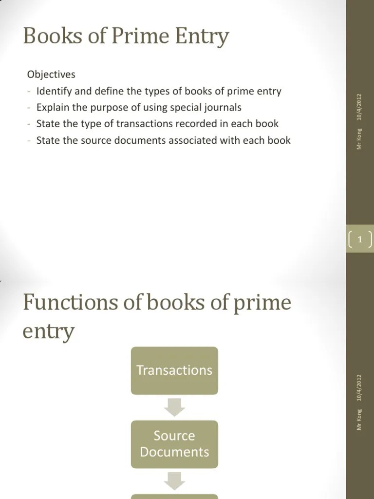 Books Of Prime Entry | PDF | Debits And Credits | Bookkeeping