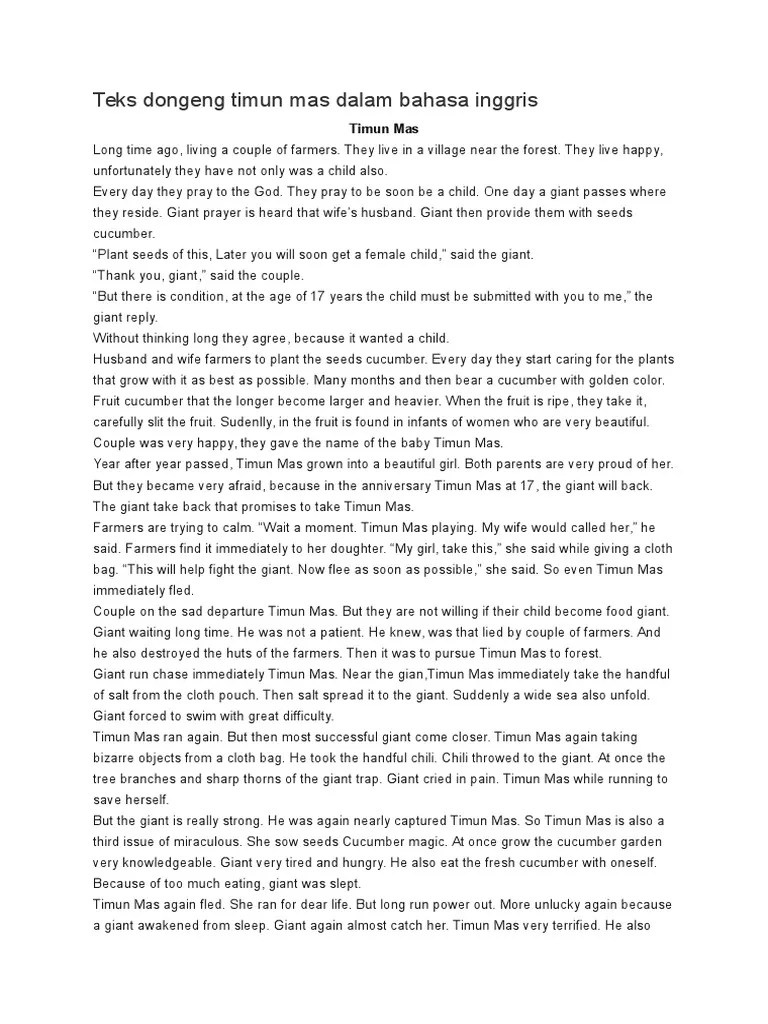 Legenda Timun Mas English