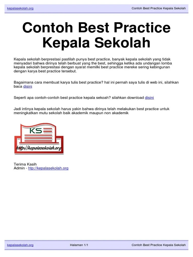 Doc pedoman penulisan best practise kepala sekolah docx. Contoh Makalah Best Practice Kepala Sekolah Sd Contoh Surat