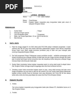 Akan memberikan layanan berupa informasi, pelaporan (kecelakaan, bencana, . Laporan Informasi Kegiatan Tanpa Izin Pdf