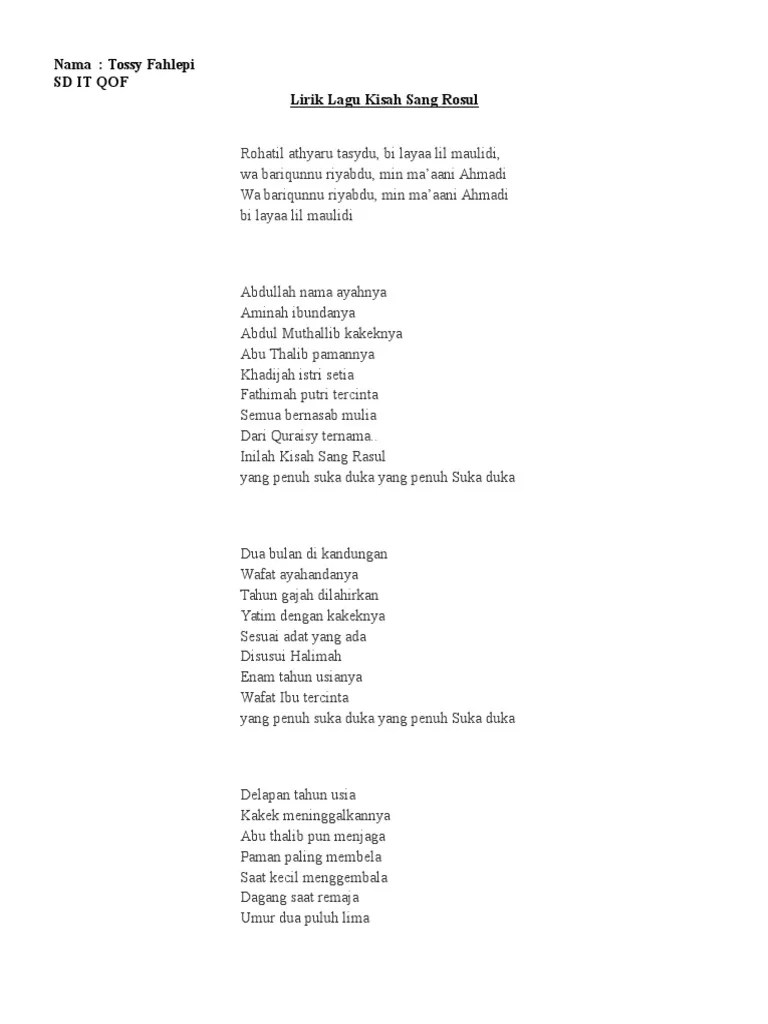 Lirik lagu kisah sang rosul dari habib syech abdul qadir assegaf. Lirik Lagu Kisah Sang Rosul Pdf