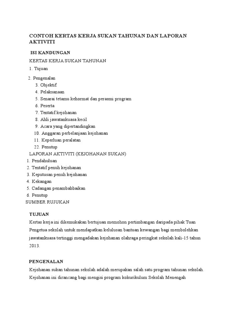 Contoh laporan aktiviti sukan zentoh contoh laporan sukan tahunan. Laporan Sukan Tahunan Sekolah Rendah