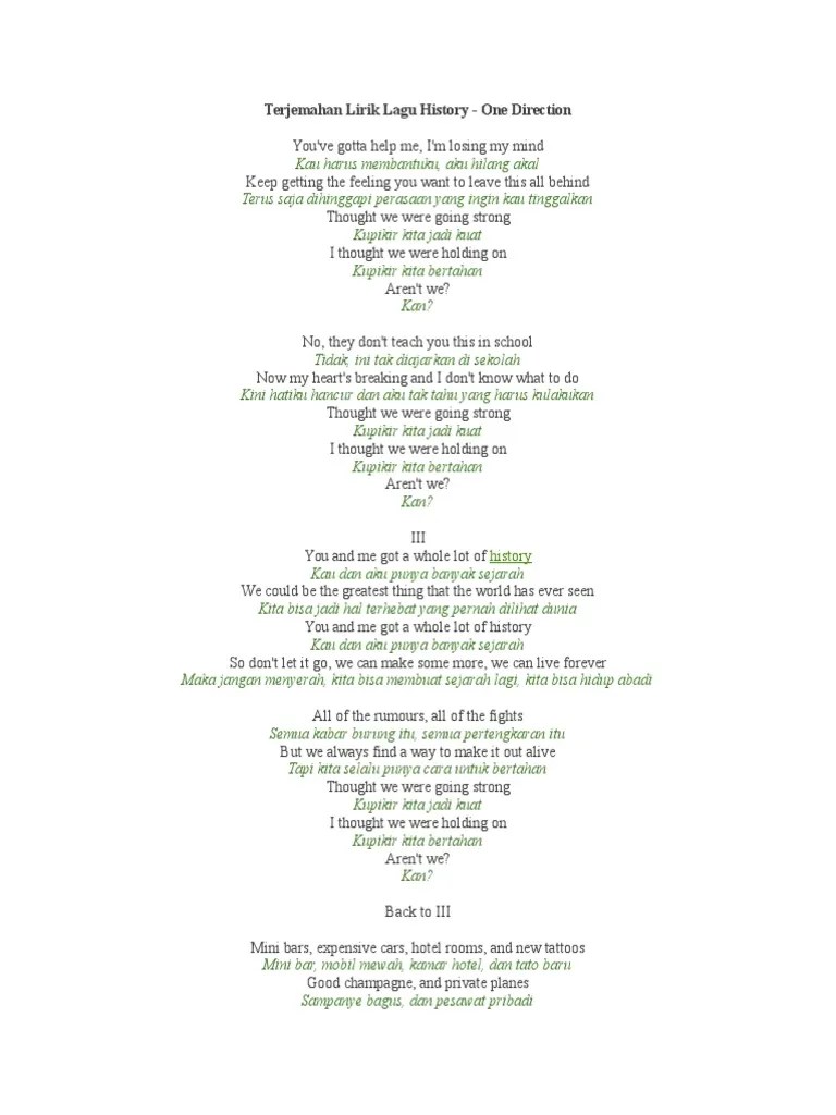 Terjemahan Lirik Lagu History | PDF