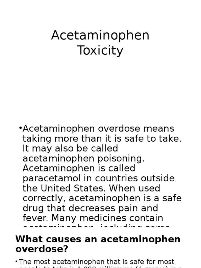 Acetaminophen Toxicity | Drug Overdose | Alanine Transaminase