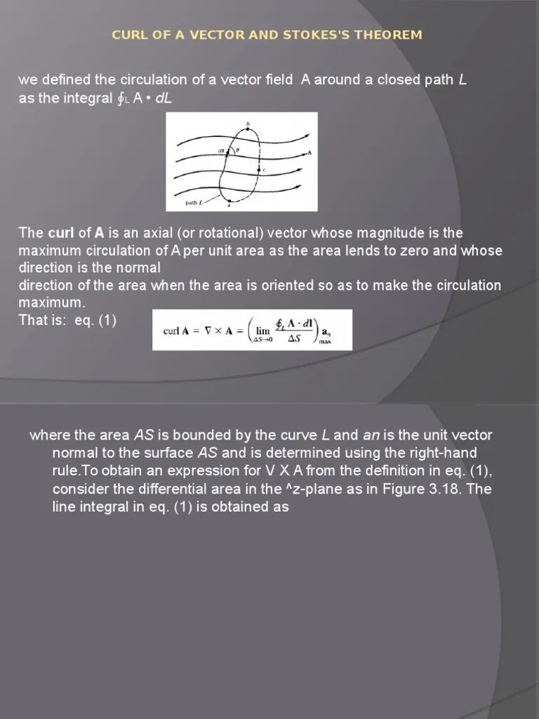 Curl Of A Vector And Stokes's Theorem | PDF | Teaching Methods ...