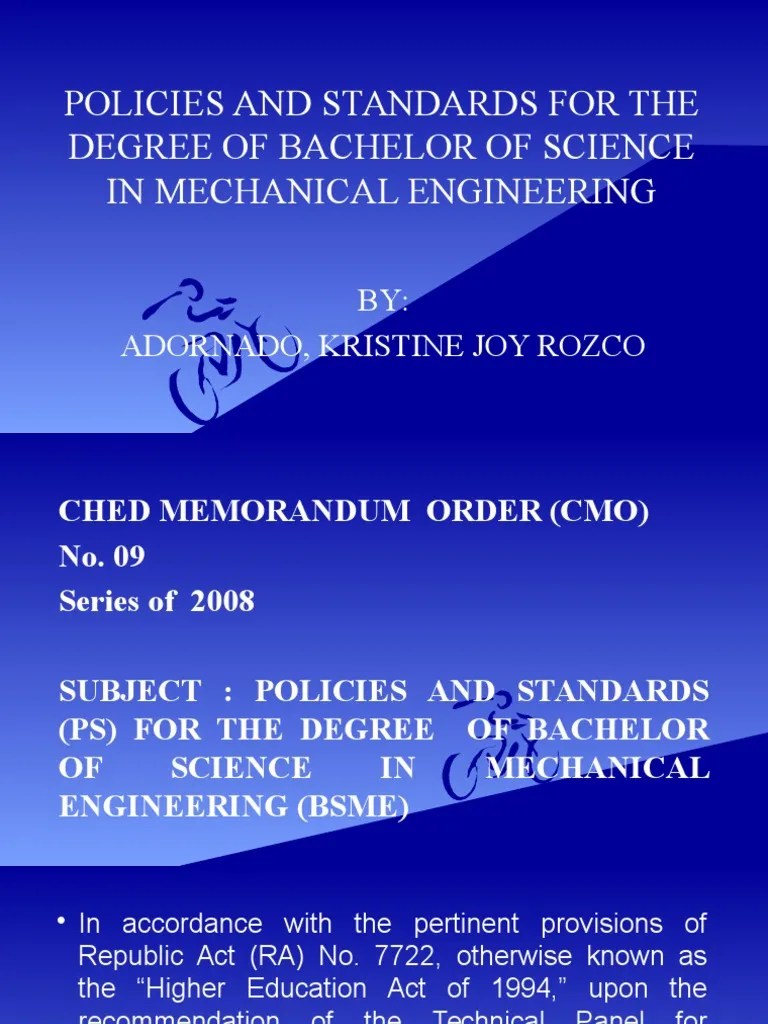 Me Laws Policies And Standard Mechanical Engineering