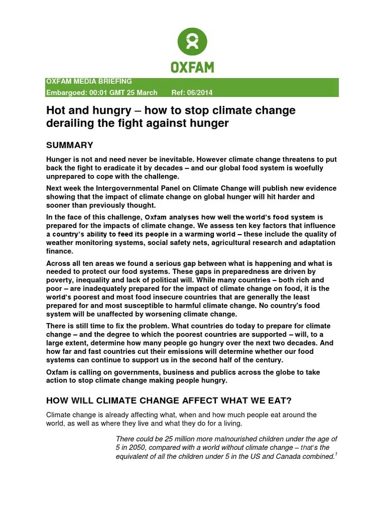 Hot And Hungry: How To Stop Climate Change Derailing The Fight Against ...