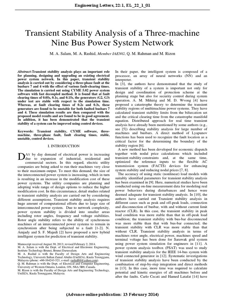 El 22 1 01 Electric Power System Control Theory