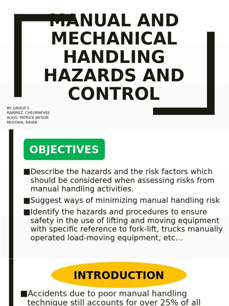 Manual And Mechanical Handling Hazards And Control PDF | PDF | Forklift | Elevator