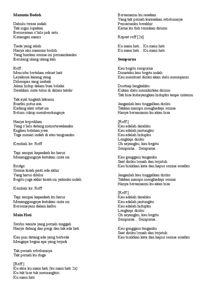 Kunci Cinta Kita Memang Tak Semudah Yang Dibayangkan Lirik