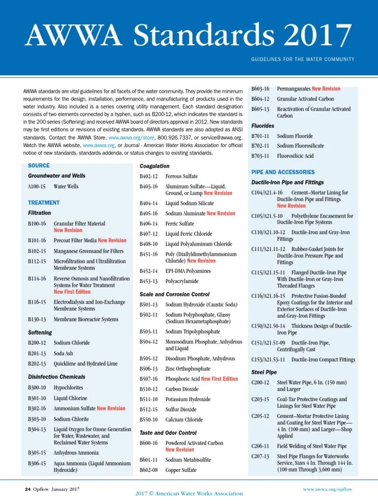 AWWA Standards 2017 | PDF | Pipe (Fluid Conveyance) | Sodium Hydroxide