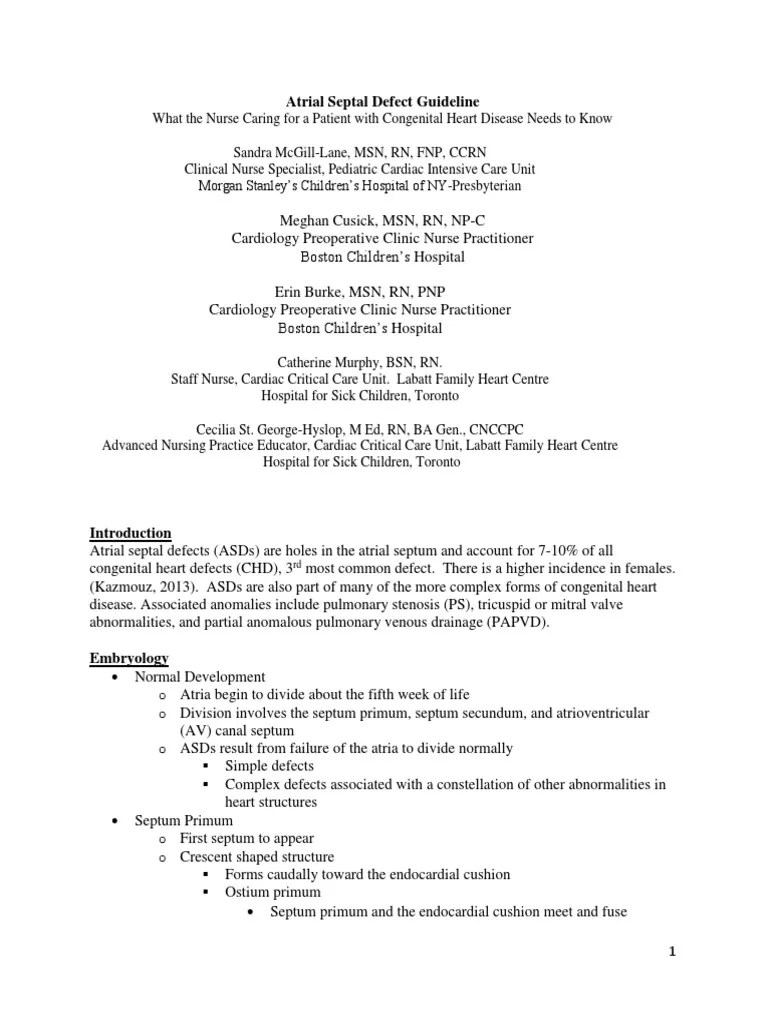 Atrial Septal Defect | PDF | Atrium (Heart) | Heart Valve