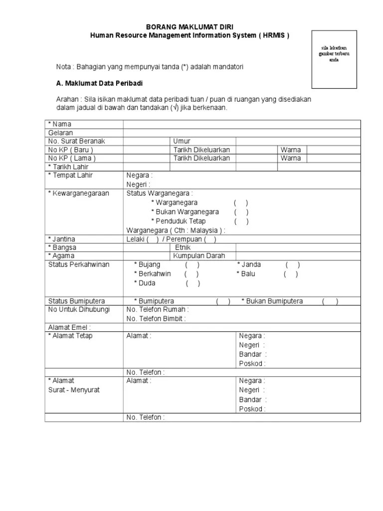 Permohonan Contoh Borang Maklumat Pekerja - Portal Rasmi Kerajaan Negeri Kelantan Borang