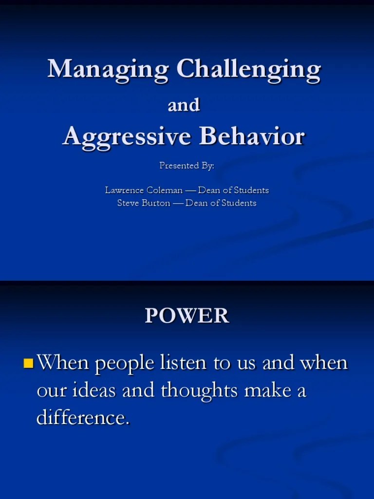 Managing Challenging And Aggressive Behavior Print Version | PDF | Self ...