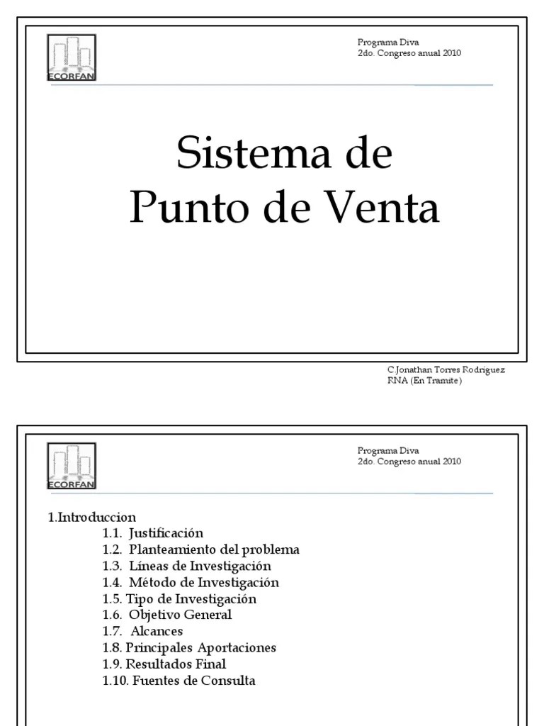Sistema De Punto De Venta PDF | PDF | Áreas De Informática | Tecnología ...