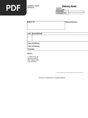 Bisnis dan pengiriman barang menjadi lebih aman dan lancar. Contoh Delivery Order Pdf Receipt Written Communication