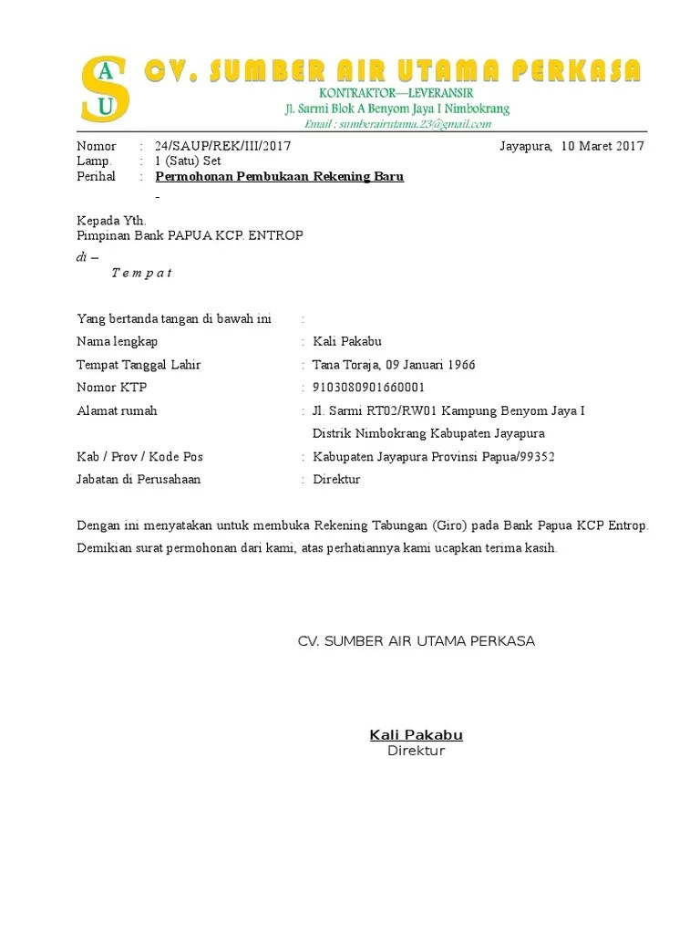 Inilah 10+ surat permohonan pembukaan rekening doc terbaik. Surat Permohonan Pembukaan Rekening Bank Pdf