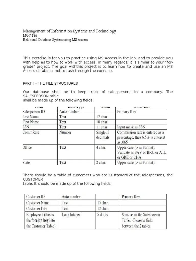 MS Access Lab Exercise | PDF | Microsoft Access | Databases
