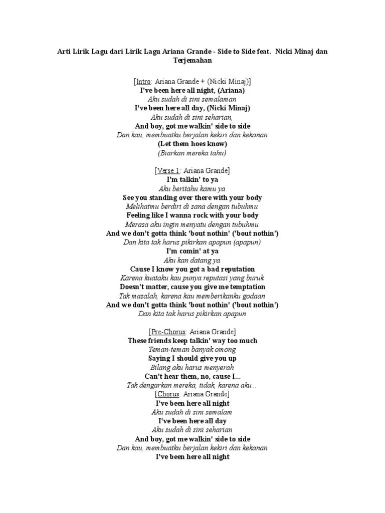 Arti Lirik Lagu Dari Lirik Lagu Ariana Grande | PDF