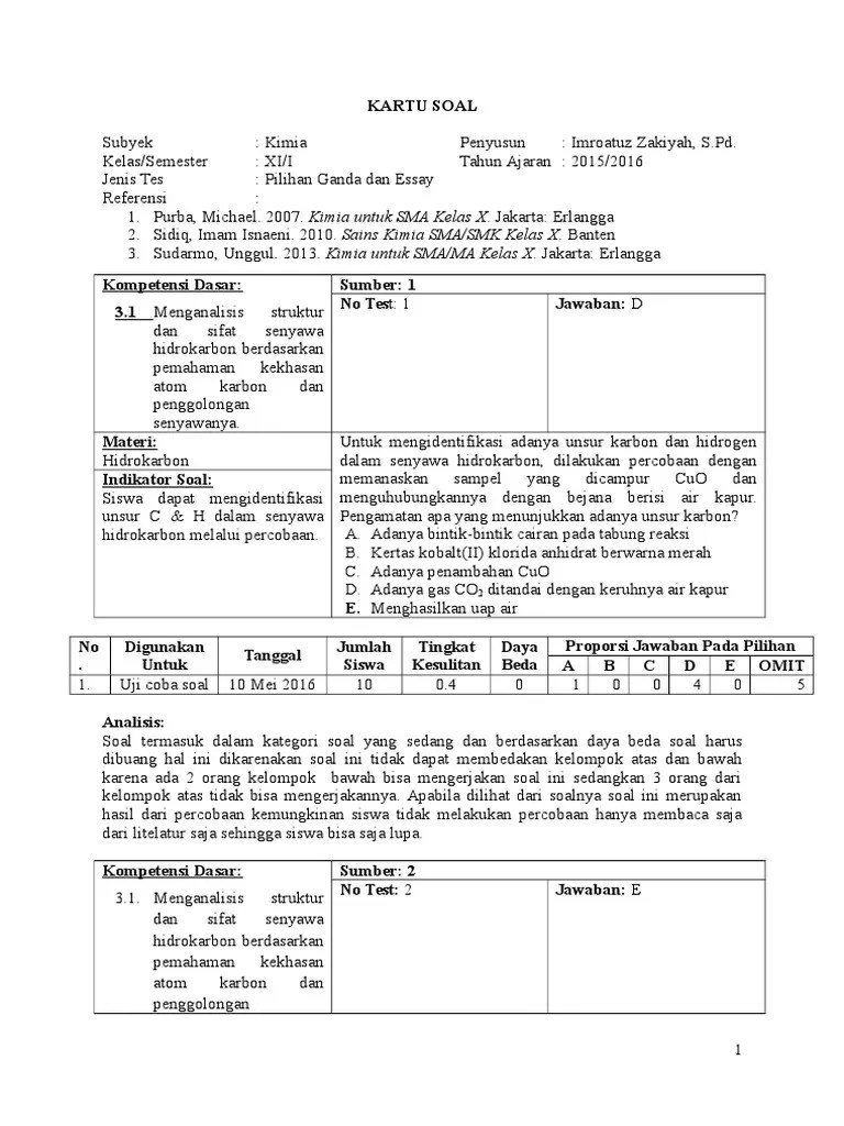 10 Contoh Soal Essay Tentang Hidrokarbon Dan Jawabannya